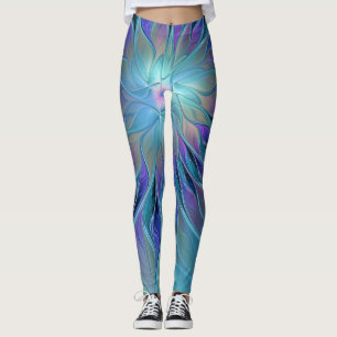 Blaue Lila Blume Traumstrecke Airolo - Fraktal Leggings