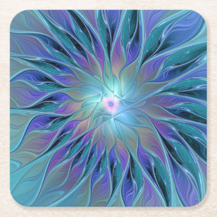 Blaue Lila Blume Traumstrecke Airolo - Fraktal Rechteckiger Pappuntersetzer