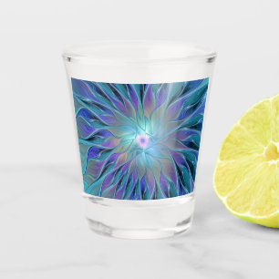 Blaue Lila Blume Traumstrecke Airolo - Fraktal Schnapsglas