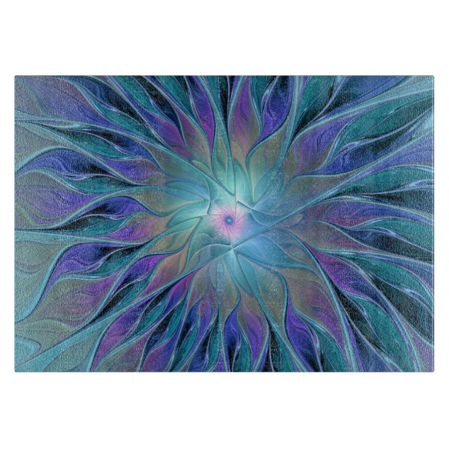 Blaue Lila Blume Traumstrecke Airolo - Fraktal Schneidebrett (Vorderseite)