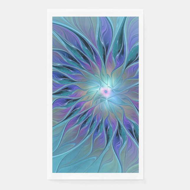 Blaue Lila Blume Traumstrecke Airolo - Fraktal Serviette (Vorderseite)