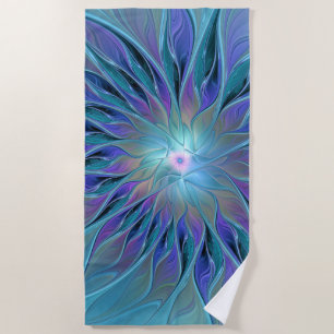 Blaue Lila Blume Traumstrecke Airolo - Fraktal Strandtuch