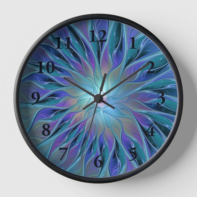 Blaue Lila Blume Traumstrecke Airolo - Fraktal Uhr (Vorderseite)