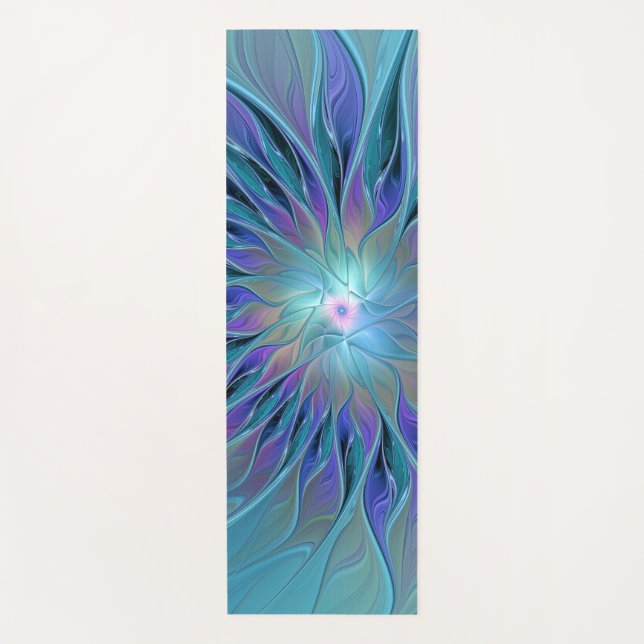 Blaue Lila Blume Traumstrecke Airolo - Fraktal Yogamatte (Vorderseite)