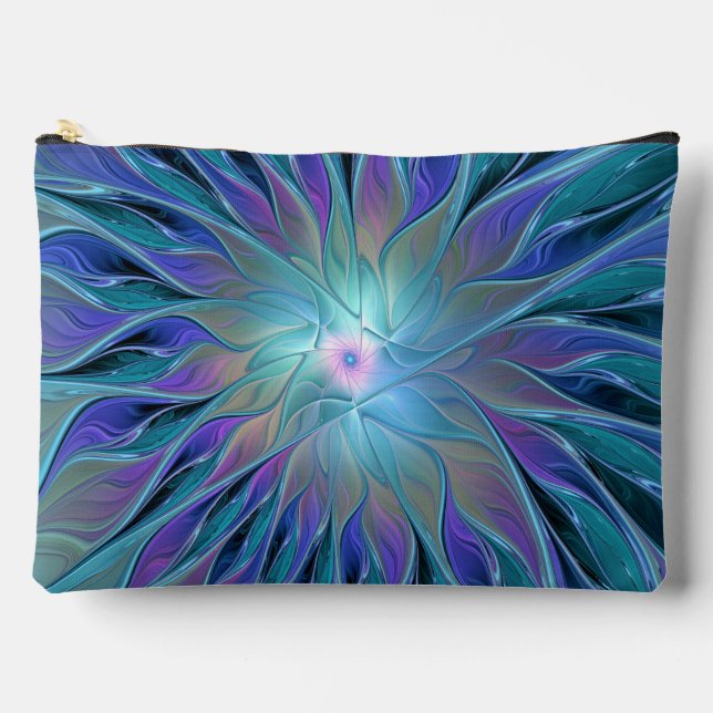 Blaue Lila Blume Traumstrecke Airolo - Fraktal Zubehörtasche (Vorderseite)