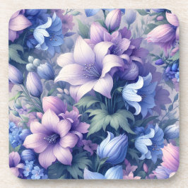 Blaue Lila Blumen Hartplastik-Kork-Rückseite-Unter Getränkeuntersetzer