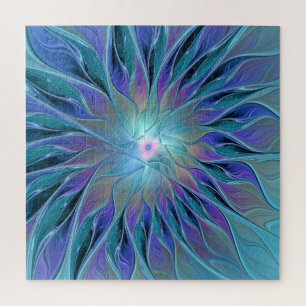 Blaue Lila Blumen Traum Abstrakt Fraktal Kunst