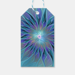 Blaue Lila Blumen Traum Abstrakt Fraktal Kunst Geschenkanhänger