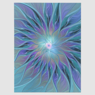 Blaue Lila Blumen Traum Abstrakt Fraktal Kunst Seidenpapier