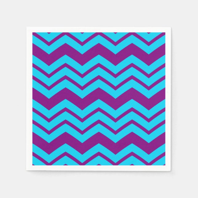 Blaue Lila Chevron-Zickzack-Design  Serviette (Vorderseite)