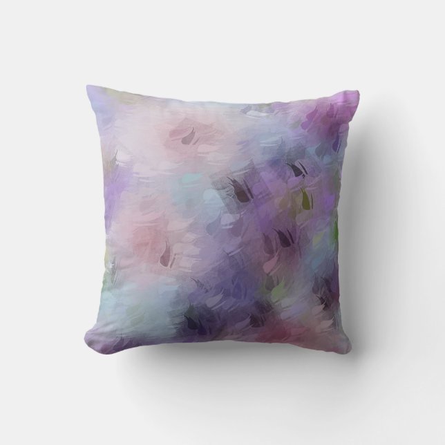 Blaue Lila Elegante Abstrakte Blume Vorlage Kissen (Vorderseite)