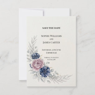 Blaue Lila Florale Hochzeit - Rettet das Datum Save The Date