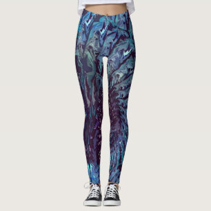 Blaue Lila-Fraktal-Art-Leggings Leggings