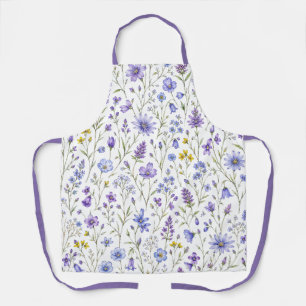 Blaue Lila Gelbe Aquarell-Wildblumenmuster Schürze