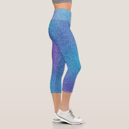 Blaue Lila Glitzer Capri Leggings