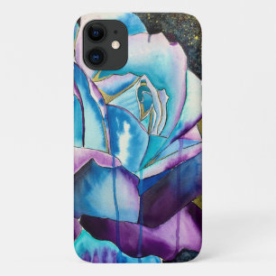 Blaue lila gotische Aquarellkunst Rose Case-Mate iPhone Hülle