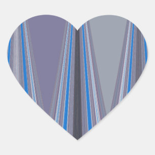 Blaue, lila, graue Chevron-Kunst im Druck Herz-Aufkleber