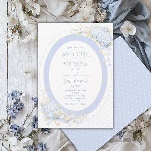 Blaue Lila Hortensien rahmen elegante Hochzeit Einladung