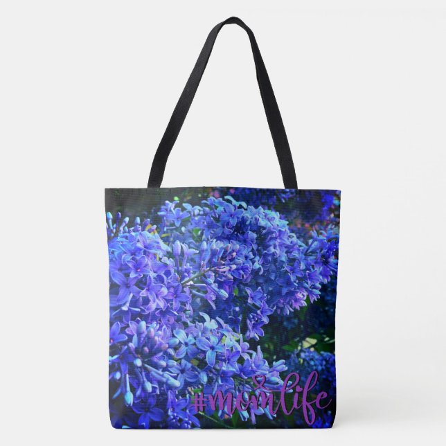 Blaue lila Lila romantische blaue blühende Foto Ma Tasche (Vorderseite)