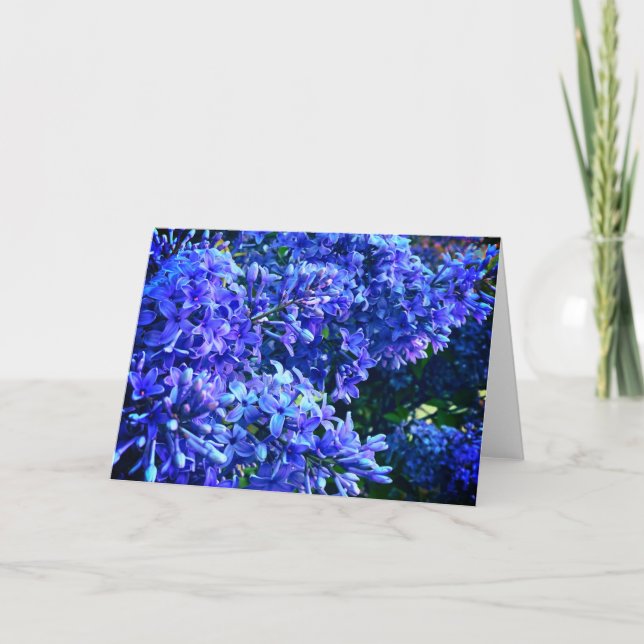 Blaue lila Lila romantisches blaues Foto mit Blume Karte (Vorderseite)