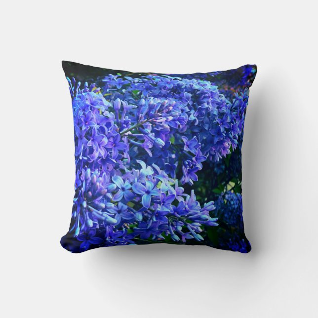 Blaue lila Lila romantisches blaues Foto mit Blume Kissen (Vorderseite)