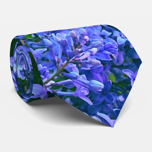 Blaue lila Lila romantisches blaues Foto mit Blume Krawatte (Gerollt)