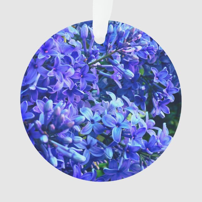 Blaue lila Lila romantisches blaues Foto mit Blume Ornament (Vorderseite)