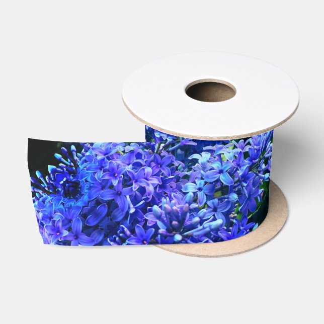 Blaue lila Lila romantisches blaues Foto mit Blume Satinband (Spule)