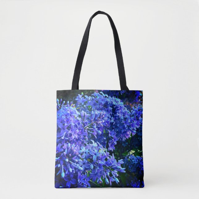 Blaue lila Lila romantisches blaues Foto mit Blume Tasche (Vorderseite)