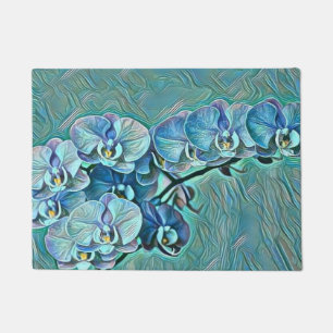 Blaue lila niedliche Orchideen-Blume Fußmatte