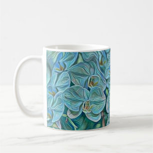 Blaue lila niedliche Orchideen-Blume Kaffeetasse
