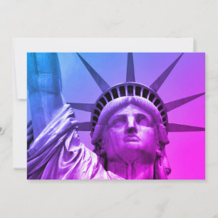 Blaue Lila Pop-Art-Statue der Freiheit New York Karte