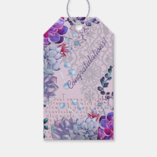 Blaue lila, rosa Aquarellbilder verleihen Text Geschenkanhänger