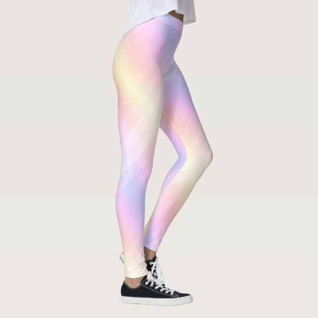 Blaue Lila rosa gelbe Streifen Vorlage Moderne Leggings (Rechts)