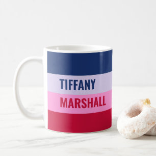 Blaue Lila rosa rote Streifen Muster Personalisier Kaffeetasse