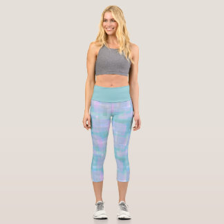 Blaue Lila rosa Wasserfarbe Moderne Capri Leggings