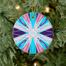 Blaue Lila rosa Winterschneeflocke Festlich Keramik Ornament