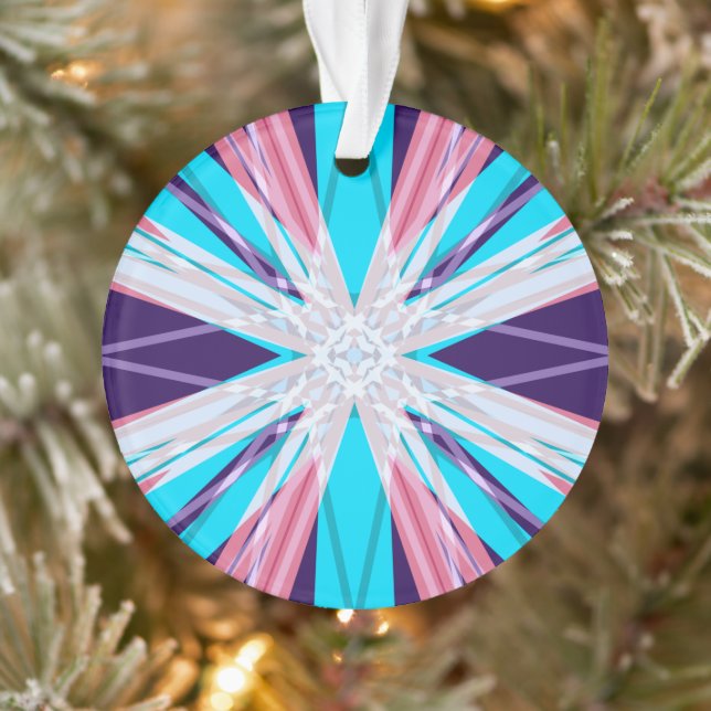Blaue Lila rosa Winterschneeflocke Festlich Ornament (Baum)