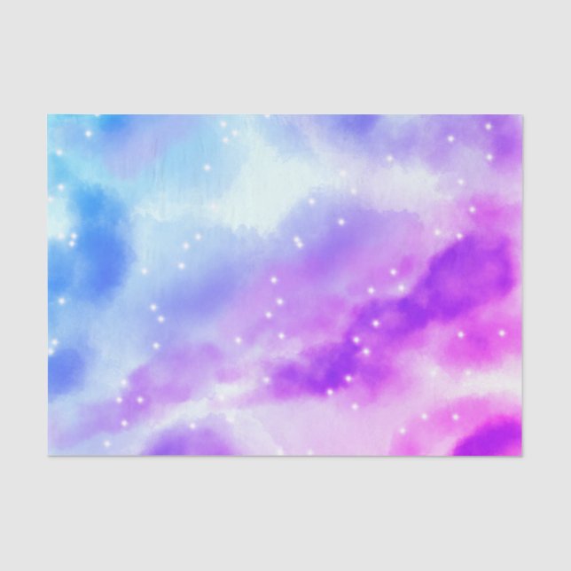 Blaue Lila rosa Wolken abstraktes Design Seidenpapier (Vorderseite)