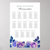 Blaue lila Rose. Hochzeitstabelle 14 Tische