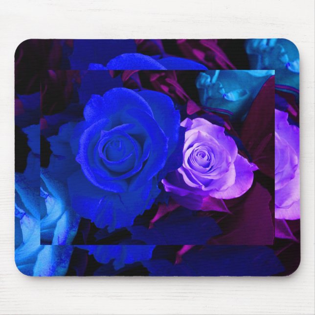 Blaue Lila Rose Mousepad (Vorne)