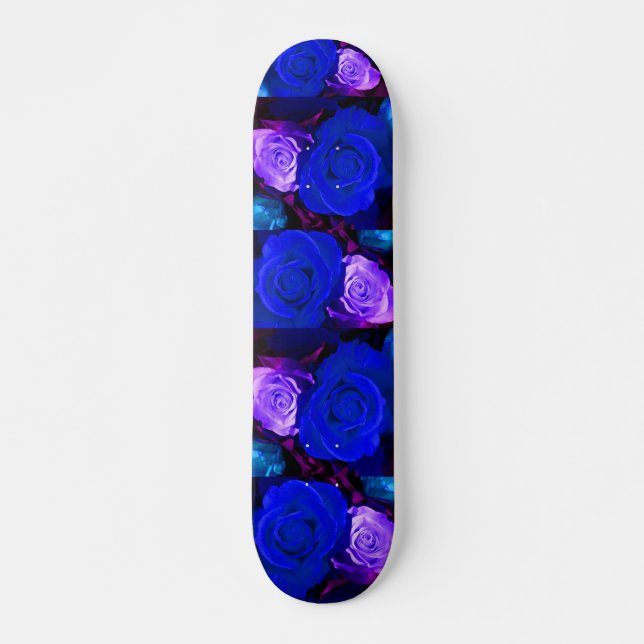 Blaue Lila Rose Skateboard - Anpassbar (Vorne)