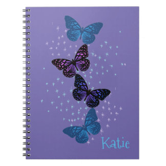 Blaue lila Schmetterlinge Notizblock