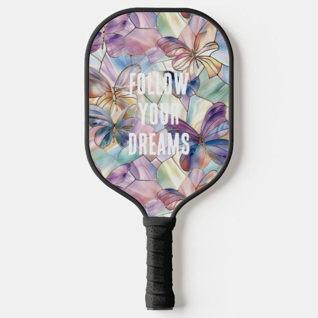 Blaue Lila Schmetterlinge Pickleball Schläger (Vorderseite)