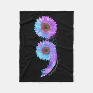 Blaue Lila Sonnenblume Semicolon Suizidprävention Fleecedecke