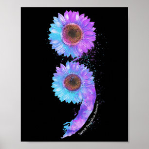 Blaue Lila Sonnenblume Semicolon Suizidprävention Poster