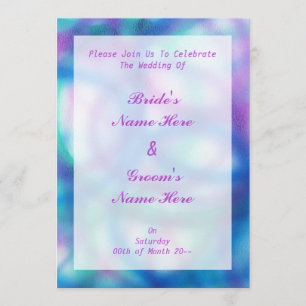 Blaue, Lila und Aquamarine Hochzeit. Einladung