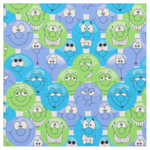 Blaue, Lila und grüne 😀 Emoji-Muster Stoff