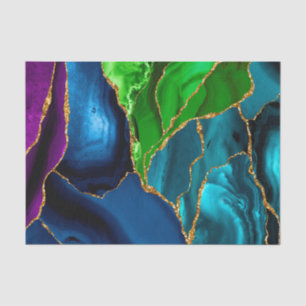 Blaue, lila und grüne Pfauenachat-Kunstglitter Seidenpapier