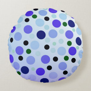 blaue Lila und grüne Polka-Punkte, Rundes Kissen